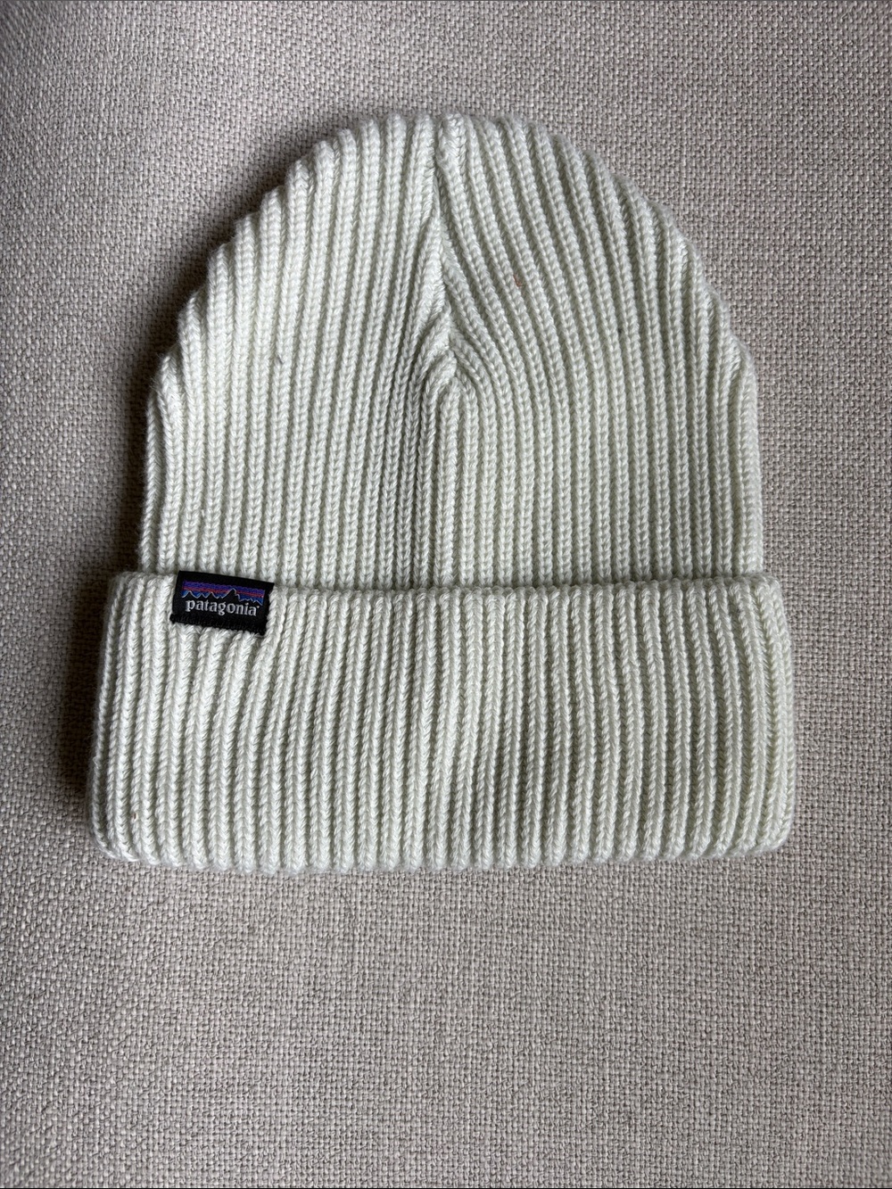 Patagonia Cream Ribbed Fold-Over Beanie